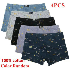 Men's Cotton Boxer Shorts Plus Size 100 Breathable Underwear with Print Loose Fit Big Size Comfortable Underpants for Men