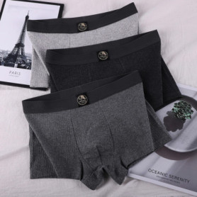3PCS/Pack 100 Cotton Solid Knit Striped Underwear for Man Soft Comfortable Breathable Crotch Boxer High Elastic Men's Panties