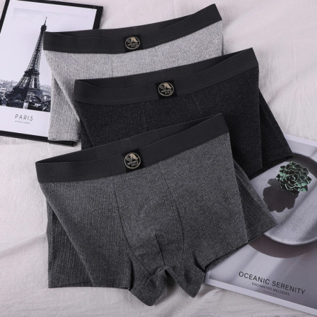 3PCS/Pack 100 Cotton Solid Knit Striped Underwear for Man Soft Comfortable Breathable Crotch Boxer High Elastic Men's Panties