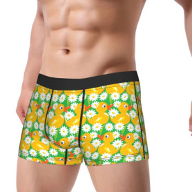 Cute Duck With Flowers Underwear Men Boxer Brief Comfortable Boxer Shorts Quality Print Plus Size Panties
