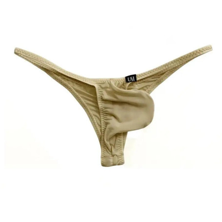 Men's Pure Color Low Waist Bikini Briefs Classic Silk Swimwear with Pouch Cool Male Half Back Underwear