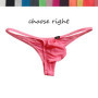Men's Pure Color Low Waist Bikini Briefs Classic Silk Swimwear with Pouch Cool Male Half Back Underwear