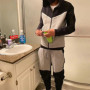 Autumn Men's Hooded Running Sets Patchwork Casual Tracksuits Zipper Jacket+Pants 2Pcs Sets Male Slim Gym Sportswear Jogging Suit