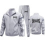 M-6XL Fashion Tracksuit Men Suit Hardcore print Autumn New Zipper Cardigan Jacket+Sweatpants Stripe Fitness Jogging 2 Piece Set