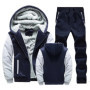 2024 Winter Men Tracksuit Hooded Sportswear Zipper Jacket Fleece Trousers Men's Warm Solid Color Casual Men's Sports Suit