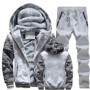 2024 Winter Men Tracksuit Hooded Sportswear Zipper Jacket Fleece Trousers Men's Warm Solid Color Casual Men's Sports Suit