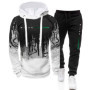 Men's Fashion Tracksuit Hooded Sweatshirts and Black Sweatpants Autumn Winter Casual Sports Jogging Suit Gym Hoodies Outfits