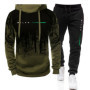 Men's Fashion Tracksuit Hooded Sweatshirts and Black Sweatpants Autumn Winter Casual Sports Jogging Suit Gym Hoodies Outfits