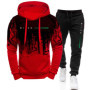 Men's Fashion Tracksuit Hooded Sweatshirts and Black Sweatpants Autumn Winter Casual Sports Jogging Suit Gym Hoodies Outfits
