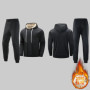 Men Warm Tracksuits Winter Thick Lamb Two Pieces Set Thicken Sherpa Lining Hoodies Mens Hooded Jacket + Pants Fleece Parka Set