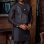 2026 Men's Clothing Stand Collar Golden Print Long Sleeve Shirt Trendy Hip Hop Africa Casual Clothes Ethnic Style Mid-Length Top