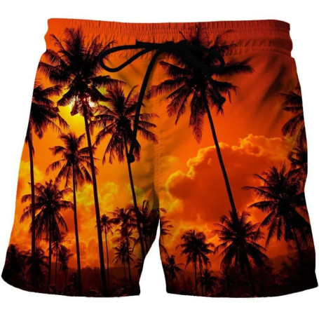 New Summer Beach Pants Men Shorts Trend Stitching Loose Casual Straight Shorts Quick-Drying Lace-Up Surfing Swimming Pants