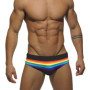 Sexy Rainbow Striped Swimwear Mens Swimming Briefs Push Up Swimsuit Men Swim Wear Summer Men's Bathing Suit Low Rise Beach Short