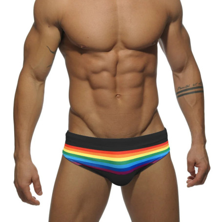 Sexy Rainbow Striped Swimwear Mens Swimming Briefs Push Up Swimsuit Men Swim Wear Summer Men's Bathing Suit Low Rise Beach Short
