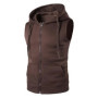 Men Vest Zipper Opening Lightweight Hooded Vest with Large Pockets Pure Color Summer Running Tops Casual Sportswear