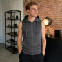 Men Vest Zipper Opening Lightweight Hooded Vest with Large Pockets Pure Color Summer Running Tops Casual Sportswear