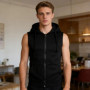 Men Vest Zipper Opening Lightweight Hooded Vest with Large Pockets Pure Color Summer Running Tops Casual Sportswear