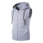 Men Vest Zipper Opening Lightweight Hooded Vest with Large Pockets Pure Color Summer Running Tops Casual Sportswear