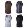 Men Vest Zipper Opening Lightweight Hooded Vest with Large Pockets Pure Color Summer Running Tops Casual Sportswear