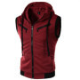 New Men's Hooded Sleeveless Vests Solid Color Slim Fit Casual Cardigan Outwear Male Vintage Waistcoat Streetwear Vest Hoodies