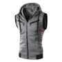 New Men's Hooded Sleeveless Vests Solid Color Slim Fit Casual Cardigan Outwear Male Vintage Waistcoat Streetwear Vest Hoodies