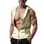 Summer Men's Hooded Zipper Tank Tops Casual Fitness Sports Vest Fashion Zipper Sleeveless Cardigan Tees Tops Male Jogging Vest