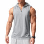 Summer Men's Hooded Zipper Tank Tops Casual Fitness Sports Vest Fashion Zipper Sleeveless Cardigan Tees Tops Male Jogging Vest