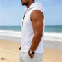 2026 Summer Casual V Neck Hooded Tank Tops Mens Vintage Solid Color Loose Linen Vest Shirt Men Fashionable Sleeveless Camisoles