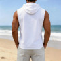 2026 Summer Casual V Neck Hooded Tank Tops Mens Vintage Solid Color Loose Linen Vest Shirt Men Fashionable Sleeveless Camisoles