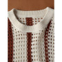Sexy Hollow Out See Through Knit Tank Tops Men Trendy Striped Contrast Color Sleeveless Camisoles Mens Summer Casual O Neck Vest