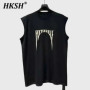 HKSH 2026 Spring Summer New Printed Vest Men Tide Dark Women Round Neck Loose Streetwear American Vintage Sleeveless Top HK3851