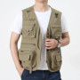 Men Mesh Vest Multi Pocket Quick Dry Sleeveless Jacket Reporter Loose Outdoor Casual Thin Fishing Vests Waistcoat Male