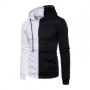 Plus Size mens Hoodie half white half black patchwork hoodies and sweatshirts Men Hip Hop hooded Tracksuits