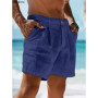 2026 Summer Cotton Linen Shorts for Men Solid Casual Button Pocket Beach Shorts Men's Comfortable Simple Vacation Leiture Pants