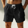 2025 Summer Loose-fit Cotton Linen Breathable Five-point Pants Men's Casual Sports Elastic Waist Drawstring Linen Shorts