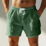 2025 Summer Loose-fit Cotton Linen Breathable Five-point Pants Men's Casual Sports Elastic Waist Drawstring Linen Shorts