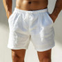 2025 Summer Loose-fit Cotton Linen Breathable Five-point Pants Men's Casual Sports Elastic Waist Drawstring Linen Shorts