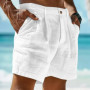 New Summer Men's Cotton-Linen Shorts: Solid-Color, Casual, Breathable, Beach-Style Cropped Shorts