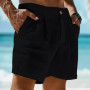 New Summer Men's Cotton-Linen Shorts: Solid-Color, Casual, Breathable, Beach-Style Cropped Shorts