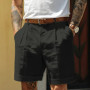 New Summer Men's Cotton-Linen Shorts: Solid-Color, Casual, Breathable, Beach-Style Cropped Shorts
