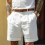 New Summer Men's Cotton-Linen Shorts: Solid-Color, Casual, Breathable, Beach-Style Cropped Shorts
