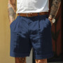 New Summer Men's Cotton-Linen Shorts: Solid-Color, Casual, Breathable, Beach-Style Cropped Shorts