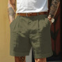 New Summer Men's Cotton-Linen Shorts: Solid-Color, Casual, Breathable, Beach-Style Cropped Shorts