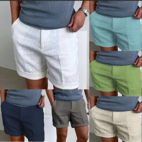 New Men's Cotton Linen Shorts Pants Male Summer Breathable Solid Color Linen Trousers Fitness Streetwear