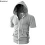 New 2026 Men's Casual Sweatshirts Short Sleeve Hoodies JacketS Solid Slim Zip Man SportS Tops Comfotable Outdoor Clothes for Men