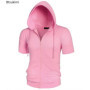 New 2026 Men's Casual Sweatshirts Short Sleeve Hoodies JacketS Solid Slim Zip Man SportS Tops Comfotable Outdoor Clothes for Men