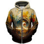 Colourful Graffiti 3D Graphic Zip Up Hoodies For Men Women Sweatshirts Casual Fashion Pullovers Hooded Designer Clothes Coat Top