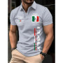 Fashion Men's Polo Shirt Italy Graphic Print Summer Short Sleeve Casual Button-Down Tops Oversized Male Clothing Golf T-Shirt