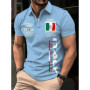 Fashion Men's Polo Shirt Italy Graphic Print Summer Short Sleeve Casual Button-Down Tops Oversized Male Clothing Golf T-Shirt