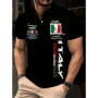 Fashion Men's Polo Shirt Italy Graphic Print Summer Short Sleeve Casual Button-Down Tops Oversized Male Clothing Golf T-Shirt